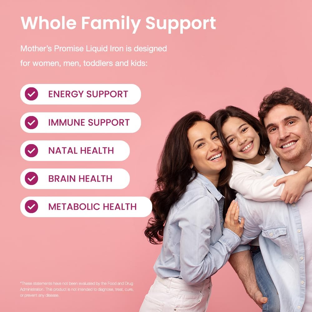 Organic Liquid Iron Supplement for Women, Men & Kids | Gentle Vegan Iron Supplements for Energy, Healthy Blood & Prenatal | Non Constipating, Sugar-Free Natural Berry Flavor, Ferrochel® & Vitamin C