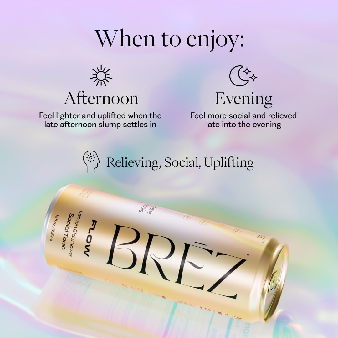 BRĒZ Mushroom Drink Variety Pack - Flow, Dream & Elevate - Lion’s Mane, Reishi, Cordyceps Mushrooms, Non-Infused, Adaptogen Tonics for Focus, Sleep, Mood & Energy, Vegan, 12 fl oz Cans (12 Pack)