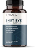 Shut Eye Natural Sleep Aid Supplement for Adults | 5mg Melatonin | Helps Relax and Promote Natural Deep Sleep with Valerian Root, Chamomile & Magnesium | Vegan & Non-GMO | 60 Capsules
