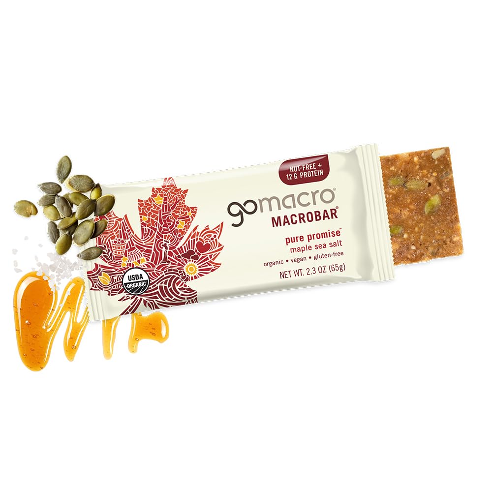 GoMacro MacroBar Organic Vegan Protein Bars - Maple Sea Salt (2.3 Ounce Bars, 12 Count)