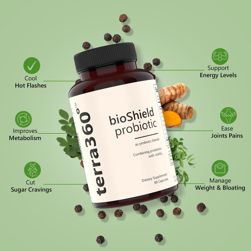 BioShield Probiotic for Women – Menopause, Digestive Health, Joint Comfort, Immune Support, and Body Balance – Multi-Benefit with Turmeric, Curry Leaf & Moringa - 60 Capsules