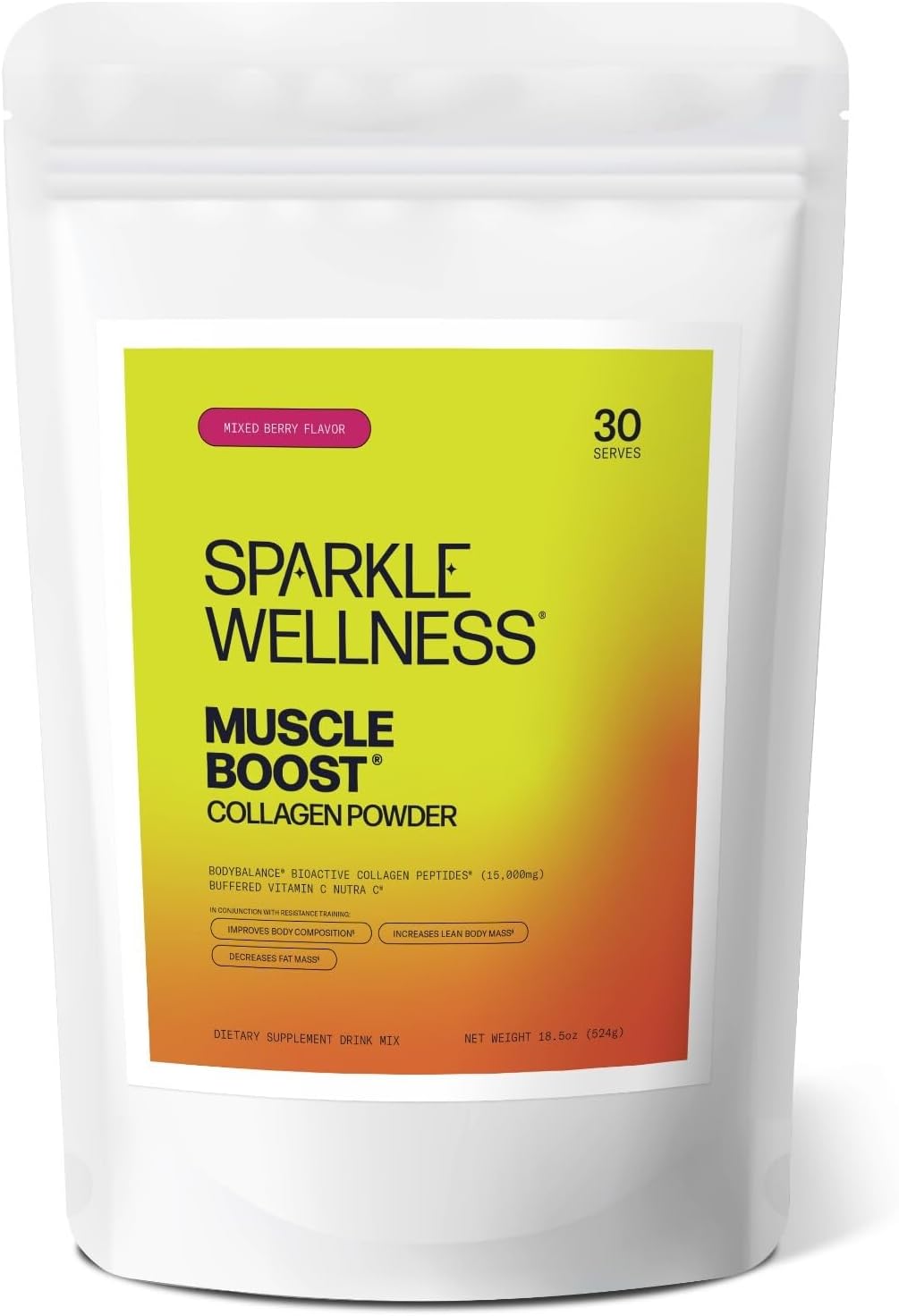 Muscle Boost (Mixed Berry) [30-Serves] | Collagen Supplement Powder with Hydrolyzed BODYBALANCE Collagen Peptides & Buffered Vitamin C | Improves Body Composition