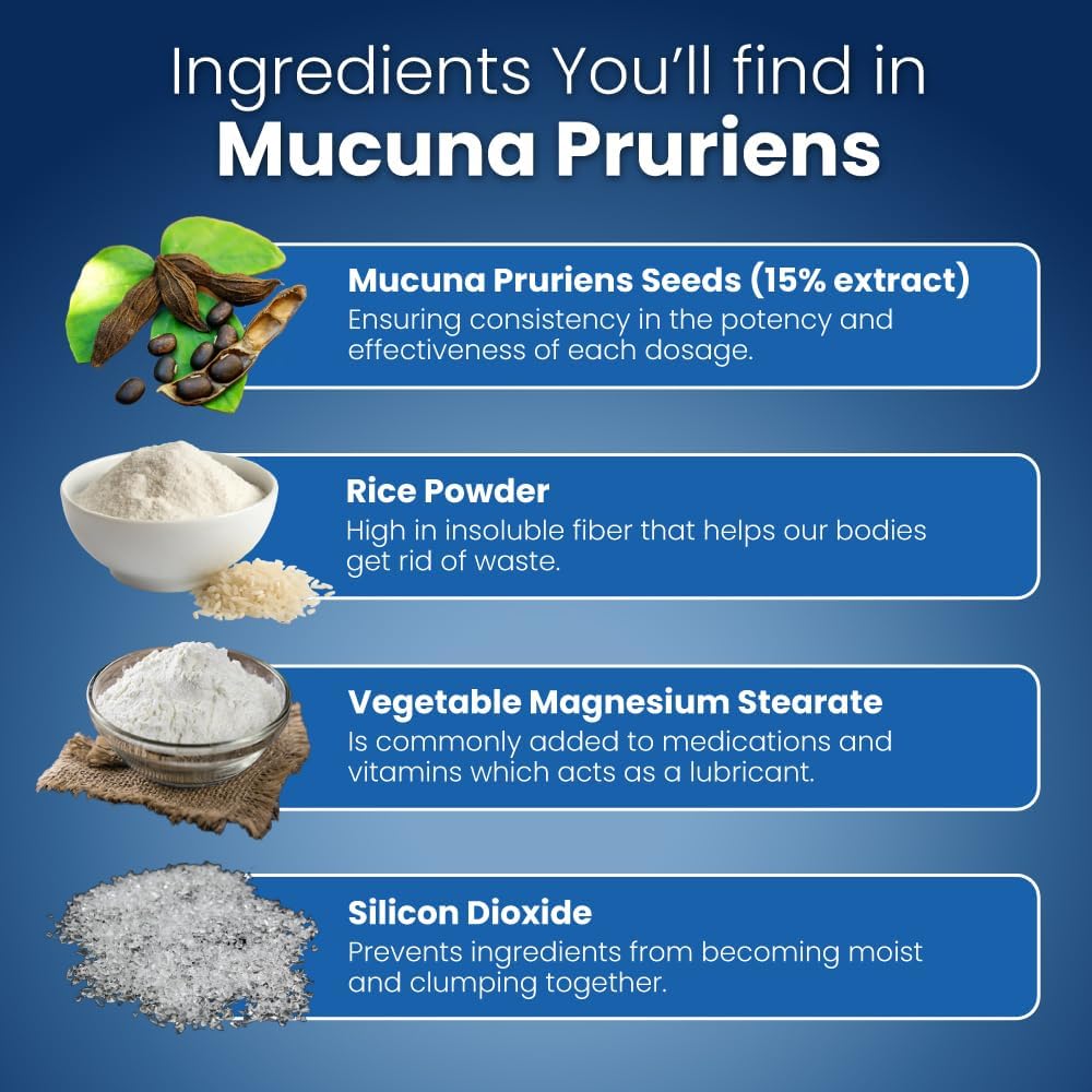Well of Life: Mucuna Pruriens 60 Veggie Capsules, Supplement for Relaxation, Mood & Well-Being, 15% Extract Natural, USA Made, No Color Added No Artificial Ingredients & Non-GMO
