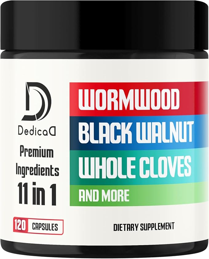 Wormwood Supplement - 120 Capsules Extracted from Black Walnut, Cloves, Turmeric, Apple, Berberine HCl & More - 11 Ingredients Combined for Immune System - 2-Month Supply