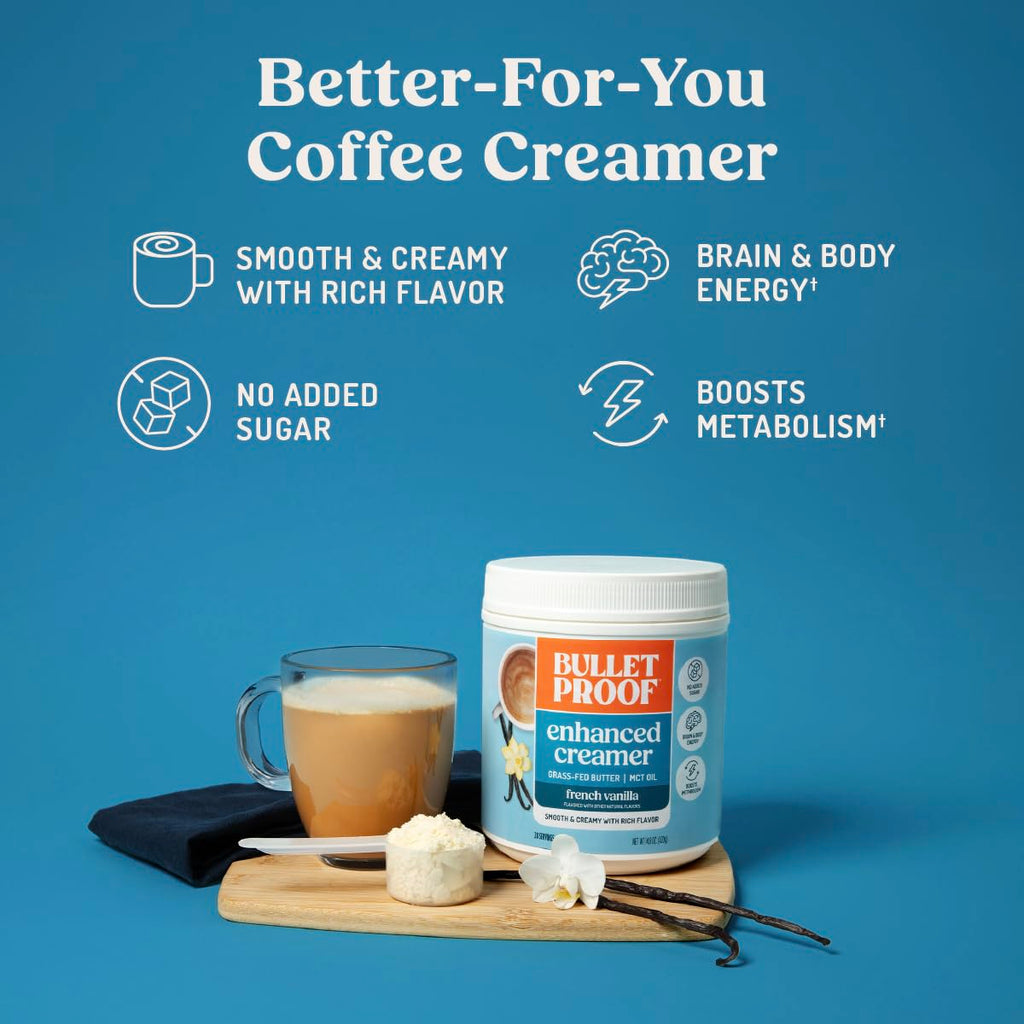 Bulletproof French Vanilla Creamer, 14.8 Ounces, Keto Coffee Creamer with MCT Oil and Grass-Fed Butter