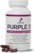 PURIAN Purple SuperFood Fruit and Veggie Supplement Fresh Dried Purple Fruit and Vegetable Supplements Promotes Anti-Aging, Heart Health, Aids Memory Strength, 120 Vegetarian Capsules