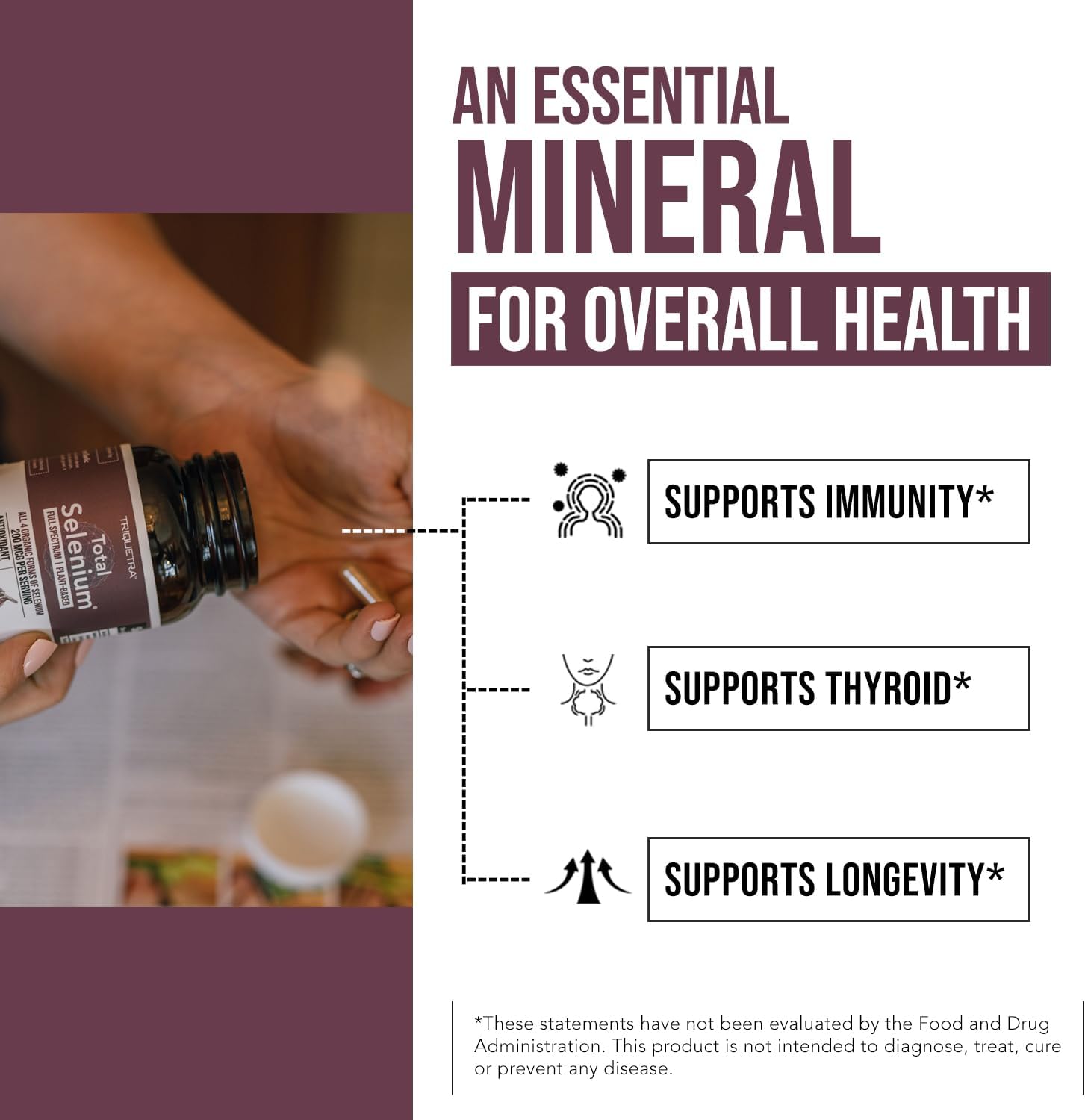 Total Selenium - 200 mcg, Plant-Based Selenium - Full Spectrum, Contains 4 Essential Organic Forms of Selenium Including Selenomethionine - Derived from Garlic - 60 Capsules