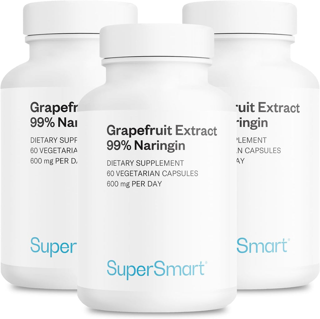 Supersmart - Grapefruit Extract 600mg per Day (99% Naringin) - High Potency GSE Supplement | Non-GMO & Gluten Free - 60 * 3 Vegetarian Capsules