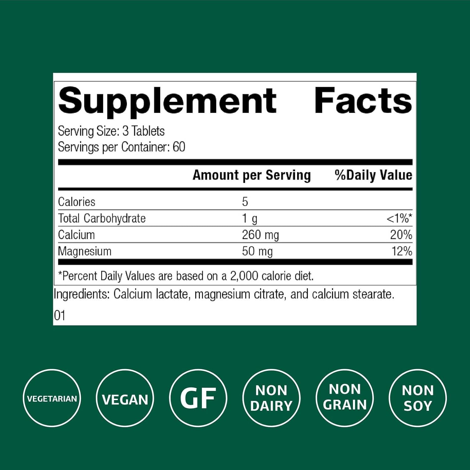 Standard Process Inc. Calcium Lactate - Immune Support and Bone Strength - Bone Health and Muscle Supplement with Magnesium and Calcium - 180 Tablets