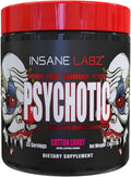 Insane Labz Psychotic, High Stimulant Pre Workout Powder, Extreme Lasting Energy, Focus and Endurance with Beta Alanine, Creatine Monohydrate DMAE, 35 Srvgs (Cotton Candy)