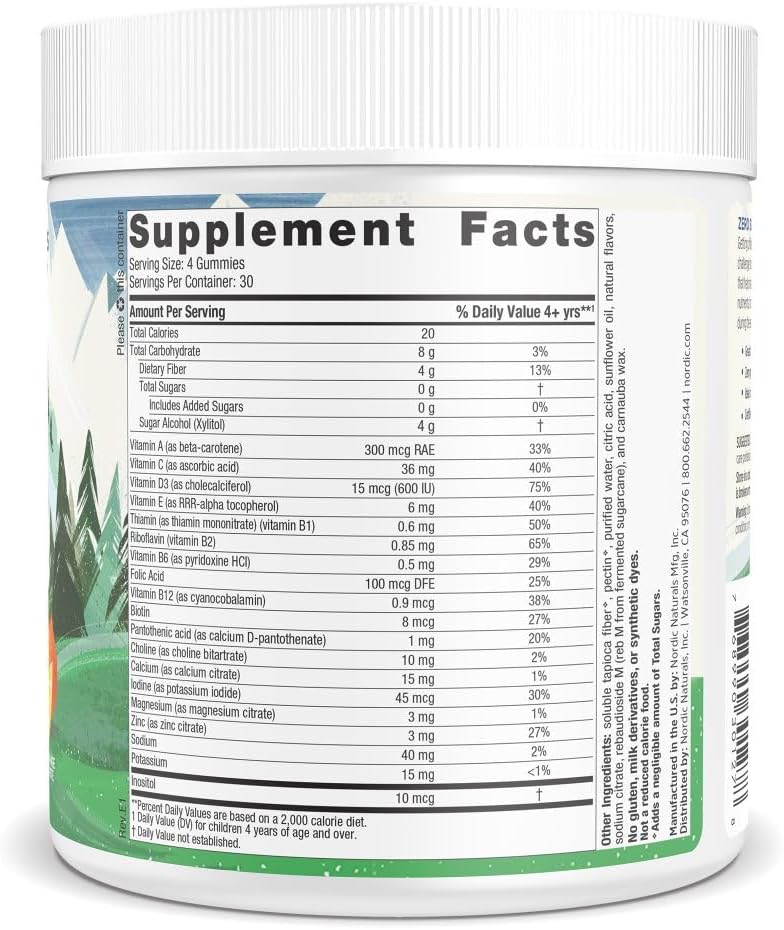 Nordic Naturals Zero Sugar Kids Multi Gummies, Orange Lemon - 120 Gummies - Great-Tasting Multivitamin for Ages 4+ - Supports Growth & Development - Non-GMO, Vegetarian - 30 Servings