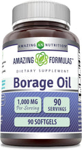 Amazing Formulas Borage Oil Supplement | 2000 Mg Per Serving | Softgels | Non-GMO | Gluten-Free | Made in USA (1 Pack, 90 Count)