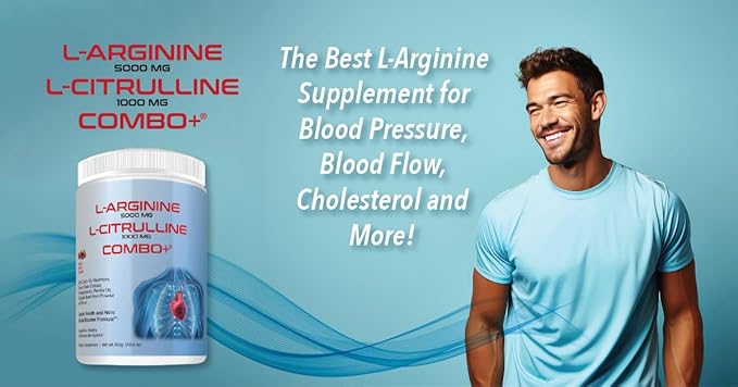 Combo+ L-Arginine 5000mg & L-Citrulline 1000mg Drink Mix, Cherry, Vitamins B12, C, D3, Taurine, CoQ10, Beet Root, 30 Servings, Nitric Oxide and Cardiovascular Support Supplement 390g
