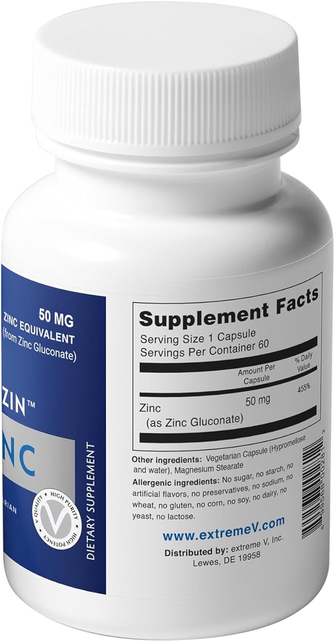 Gluzin - Zinc Gluconate, 50 mg, 60 Capsules