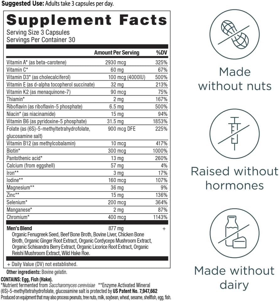 Ancient Nutrition Multivitamin for Men, Multi Men's, Vitamin D, C, E, B12, Zinc, Magnesium, Supports Healthy Immune System and Bone Health, 90 Ct