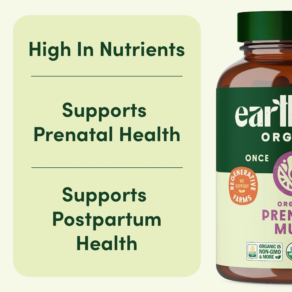 Prenatal Once Daily Multivitamin for Women for Conception, Pregnancy, Postpartum & Breastfeeding, Folate, Iron & Organic Whole Food Blend, Vegan, 30 Count