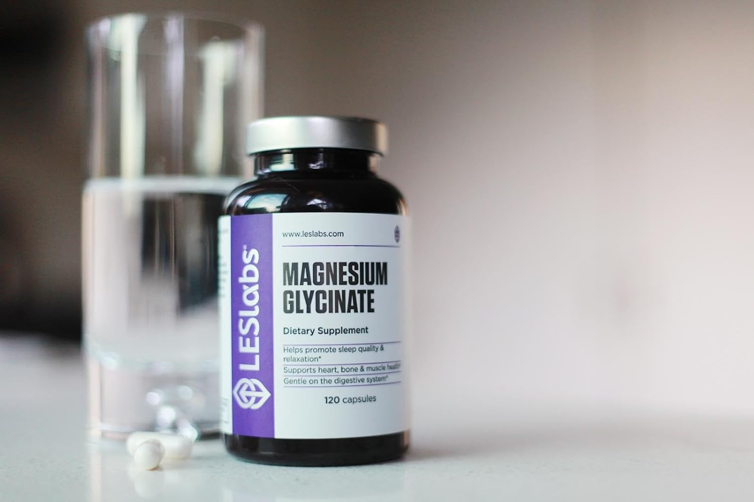 LES Labs Magnesium Glycinate – Supports Restful Sleep, Heart Health, Stress Relief, Metabolism, Nerve & Muscle Function, Gentle on The Digestive System – Non-GMO Supplement – 120 Capsules