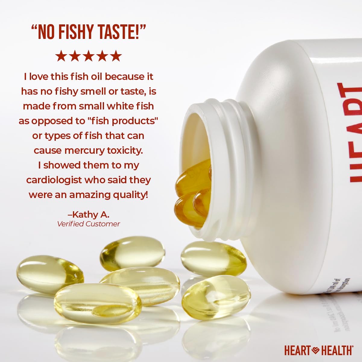 Heart Health Essential Omega 3 Fish Oil with Vitamin E - High Potency Omega 3 Fish Oil Supplement with EPA & DHA - Burpless Softgels from Sardines & Anchovies - Non-GMO, Gluten Free - 60 Servings