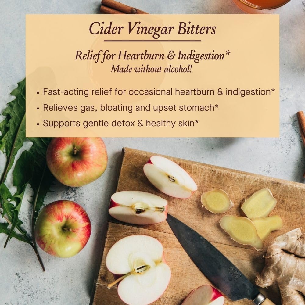 Urban Moonshine Cider Vinegar Bitters - Certified Organic - Reliefs Heartburn & Indigestion*- Digestive Juice Production* - Gentle Detox* - Digestive Bitters - Gluten Free Herbal Supplement - 2 Fl Oz