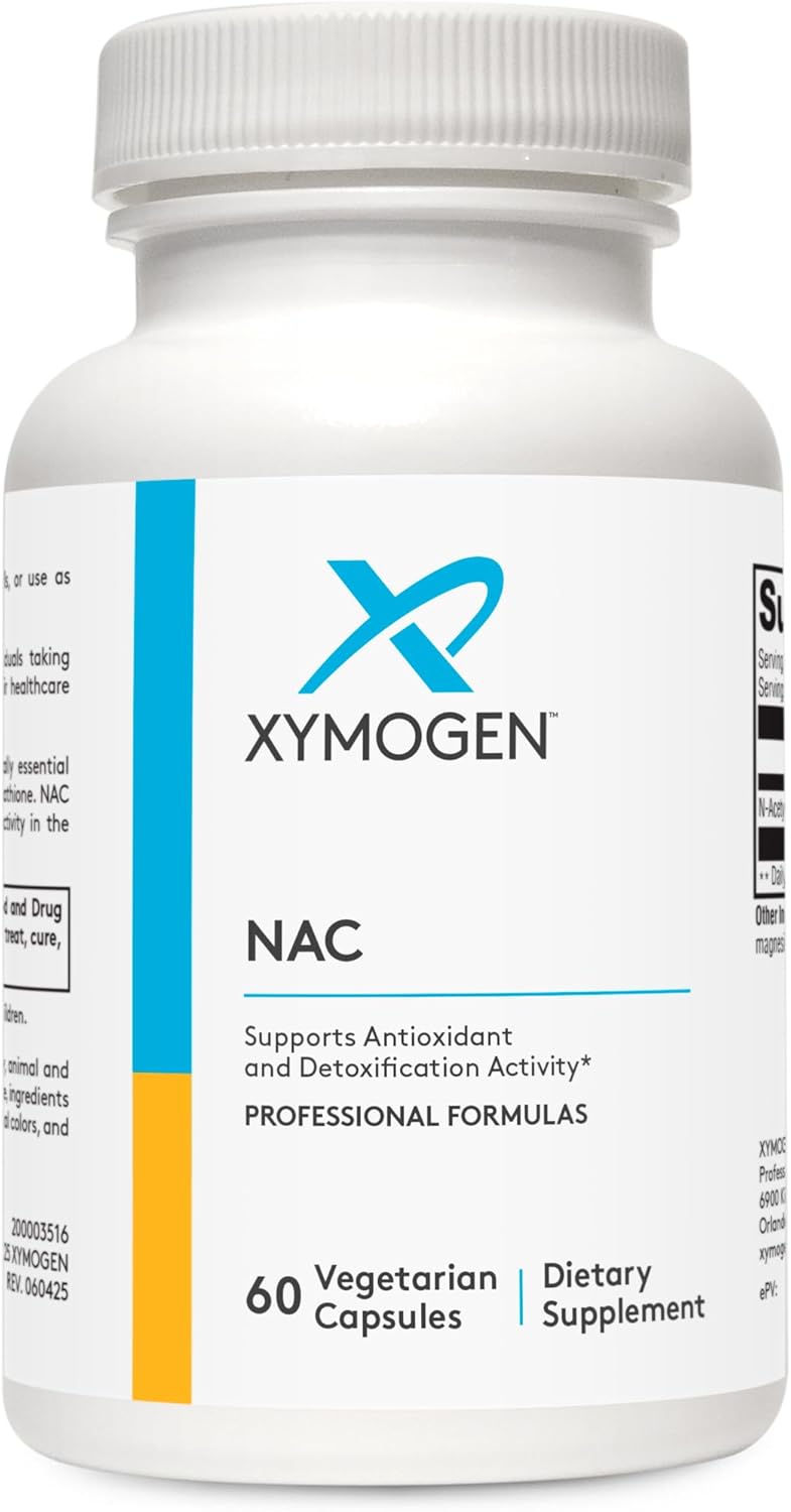 XYMOGEN NAC N-Acetyl-Cysteine 600mg - Cardiovascular, Antioxidant, Liver Detox + Immune Support Supplement - Supports Glutathione Synthesis - Non-GMO NAC Supplement (60 Capsules)