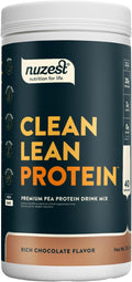 Nuzest - Pea Protein Powder - Clean Lean Protein, Premium Vegan Plant Based Protein Powder, Dairy Free, Gluten Free, GMO Free, Protein Shake, Rich Chocolate, 40 Servings, 2.2 lb