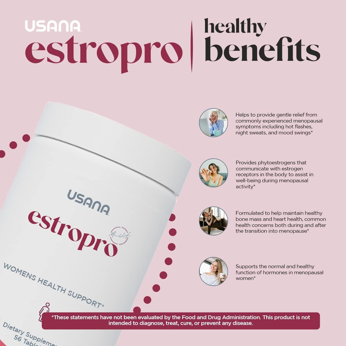 USANA EstroPro with Phytoestrogens for Symptomatic Support During Menopause* - 56 Tablets - 28 Day Supply