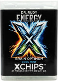 Dr. Rudy Energy XChips™ Mint – Clean Energy & Focus – Natural Caffeine + L-Theanine + B12 – Birchwood Xylitol for Oral Health – Fast-Dissolving Mint Cubes – 2 Pack