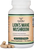 Organic Lions Mane Mushroom Capsules (120 Count), for Brain Support and Immune Health, Third Party Tested and Grown in The USA - by Double Wood