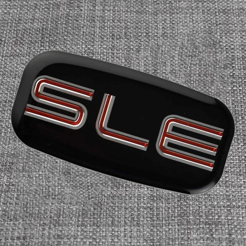 Pair Set SLE Emblems 3D Nameplate Sticker Badge Compatible with Sierra Suburban Yukon 1500 2500 3500 15036134 (Chrome Red)