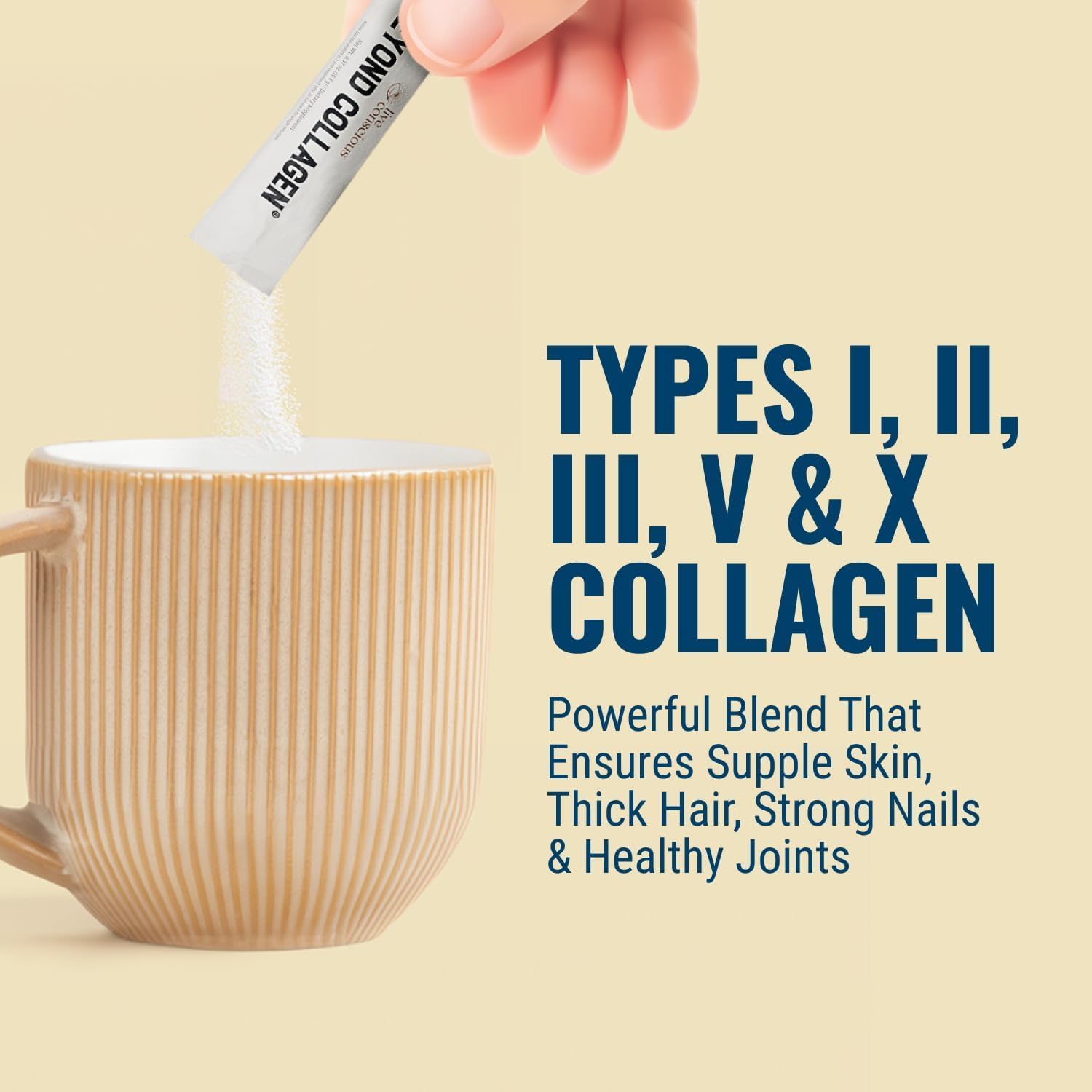 Live Conscious Beyond Collagen Peptides Powder Unflavored Packets-Hydrolyzed Collagen Powder-Hair Skin Nail & Joint Support- Multi Type Collagen Supplements for Women & Men 30 Pack (2pk)