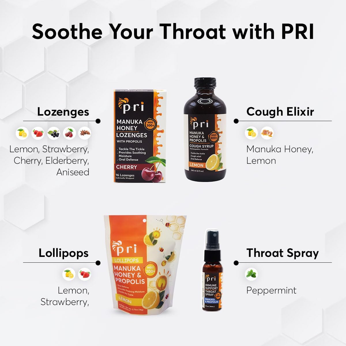 P.R.I Manuka Honey Lozenges with Propolis, Soothing Cough and Throat Drops, MGO 300+ Certified (Elderberry, 16 Count/2 Pack)