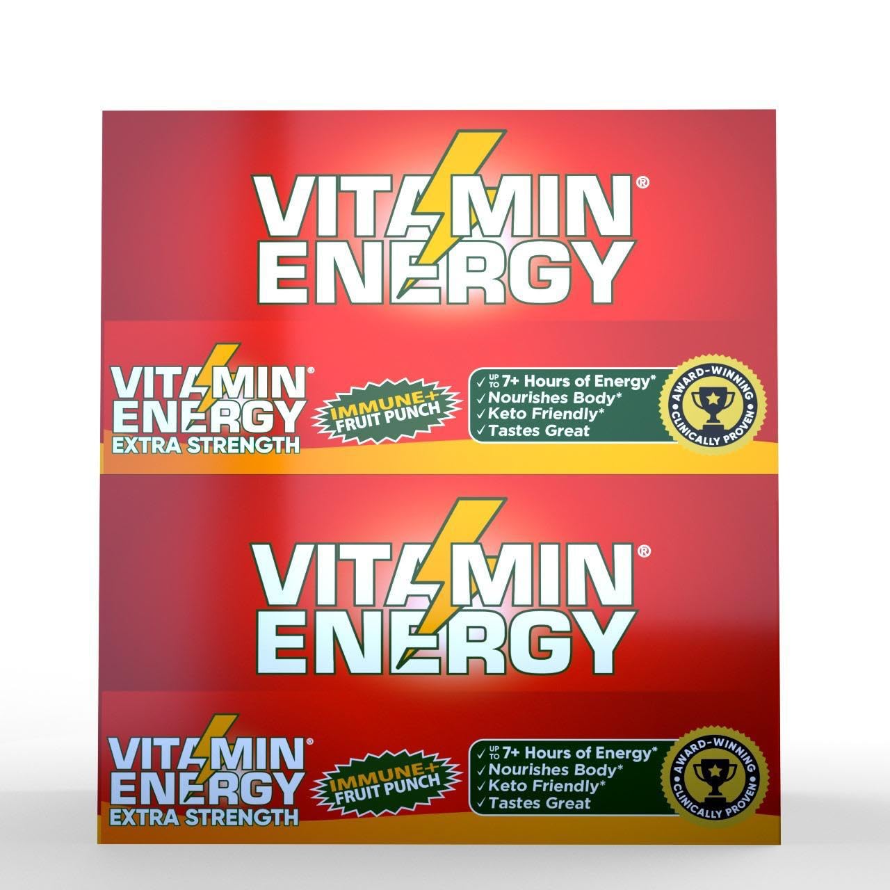 Vitamin Energy Immune+ Extra Strength Energy Shot Fruit Punch 8 Pack, 260mg Natural Caffeine, B-Vitamins, Citicoline, Green Tea, Immunity & Focus Support, Zero Sugar, Gluten-Free 1.93 fl oz