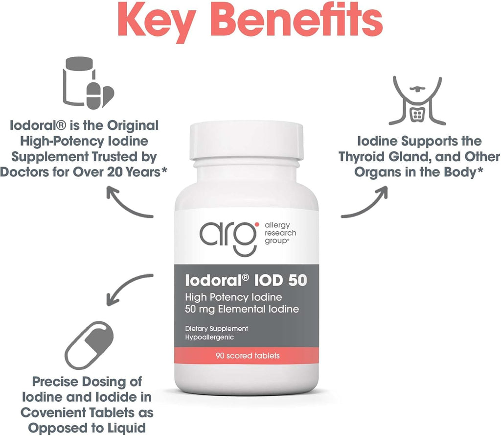 Optimox Iodoral 50 mg Supplement - Potassium Iodide Tablets, High Potency Iodine Tablets, Iodine Supplements for Thyroid Support, Daily Vitamins and Minerals, Lugol's Iodine Solution - 90 Count