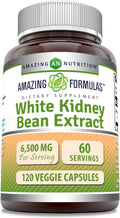 Amazing Formulas White Kidney Bean Extract 6500 Mg | Vegetarian Capsules | Non-GMO | Gluten-Free | Made in USA (1 Pack | 120 Count)