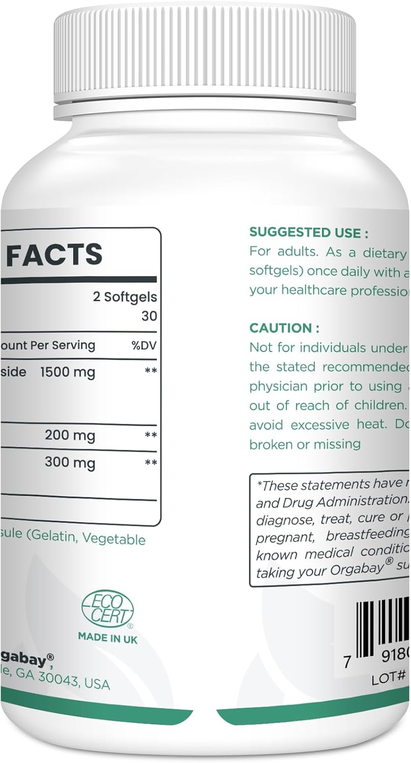 Orgabay Liposomal Nicotinamide Riboside 2000 MG with TMG and Pterostilbene, Boosting NAD+, Support Healthy Aging, 60 Count