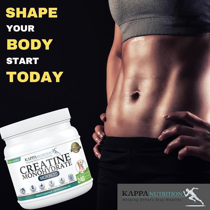 Kappa Nutrition Creatine Monohydrate Powder, Pure Amino Acid Formula, Supports Muscle Strength, Cellular Energy & Mental Focus* Gluten-Free, Keto, 2.25g per Scoop, 240 Servings, Net Wt. 1.32 LB (600g)