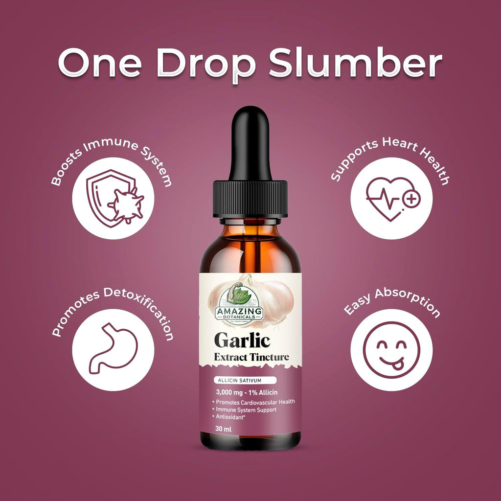 Amazing Botanicals Garlic Tincture – Allium Sativum Herbal Extract – High Potency Liquid Supplement – (1oz)