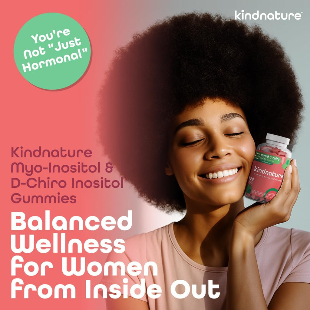 kindnature Myo-Inositol & D-Chiro Inositol Gummies with Vitamin D & Folate - Ideal 40:1 Ratio - 30 Day Supply