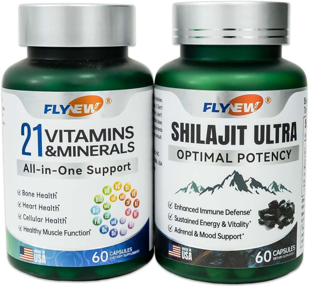 Shilajit for Men Women, Shilajit for Extra Power, Stamina & Immune Support, Multivitamin for Women Men, Womens Multivitamin for Bone, Skin & Immune Health Support, 60 Capsules Per Bottle