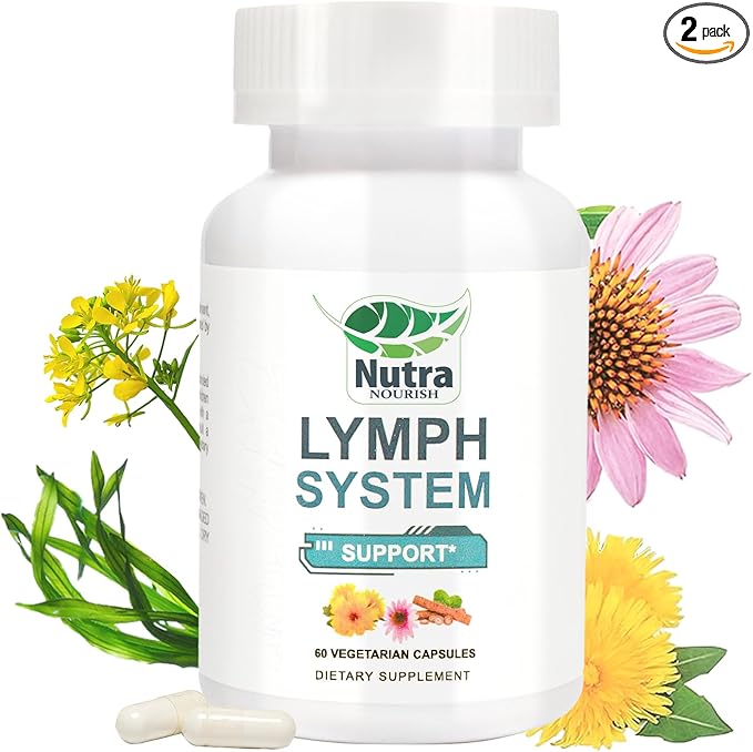 Lymphatic Drainage Supplements with Dandelion,Echinacea & Bromelain Extracts, Lymph System Support for Men and Women - Cleanses Lymphatic 120 Count Bottles (2)