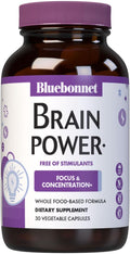 Bluebonnet Nutrition BrainPower – Whole Food-Based Nootropic Blend - for Brain Health*- Non-GMO, Vegan - Free of Gluten, Dairy, Soy & Stimulants - 30 Vegetable Capsules, 15 Servings