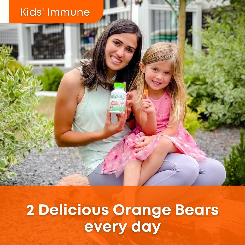 Wellvites Sugar Free Kids Immune Daily Gummy Vitamins - Vegan, Non-GMO - Vitamin C Gummies for Kids Immune Support, No Artificial Sweeteners, Gluten-Free, Gelatin-Free, 60 Count (30 Day Supply)