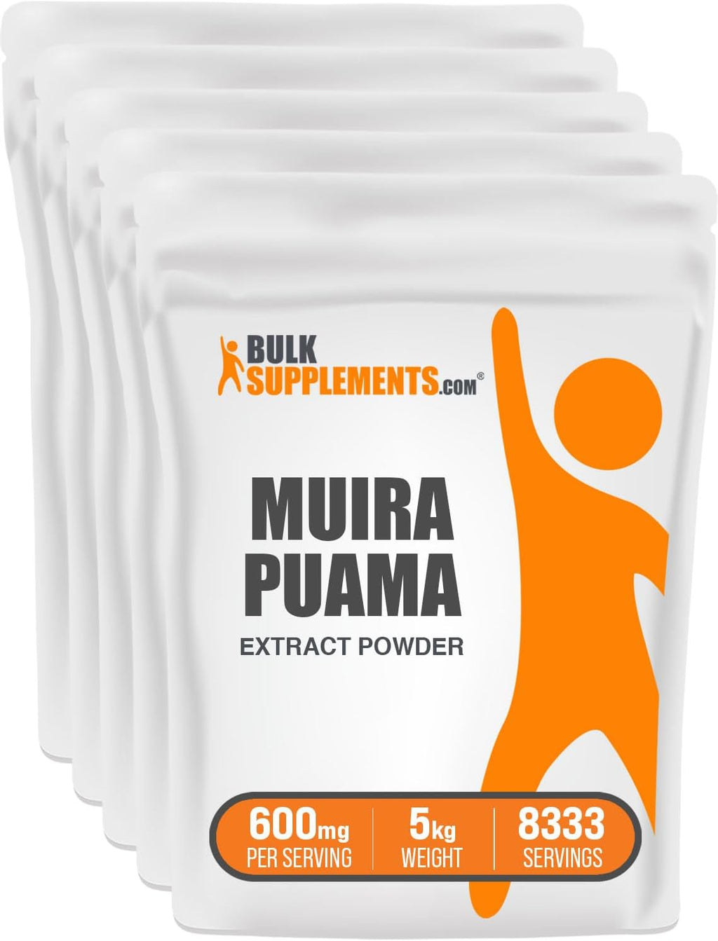 BulkSupplements.com Muira Puama Extract Powder - Muira Puama Supplement, from Muira Puama Bark - Herbal Supplement, Gluten Free, 600mg per Serving, 5kg (11 lbs) (Pack of 5)