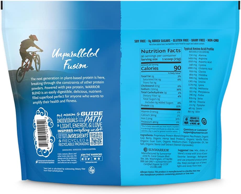 Organic Plant Based Protein Powder | Vegan Organic Protein Powder Vanilla Flavored with BCAA Amino Acids & Hemp Seed Pea Blend | Non-GMO Soy Dairy Filler & Gluten Free (Vanilla, 90 Servings)