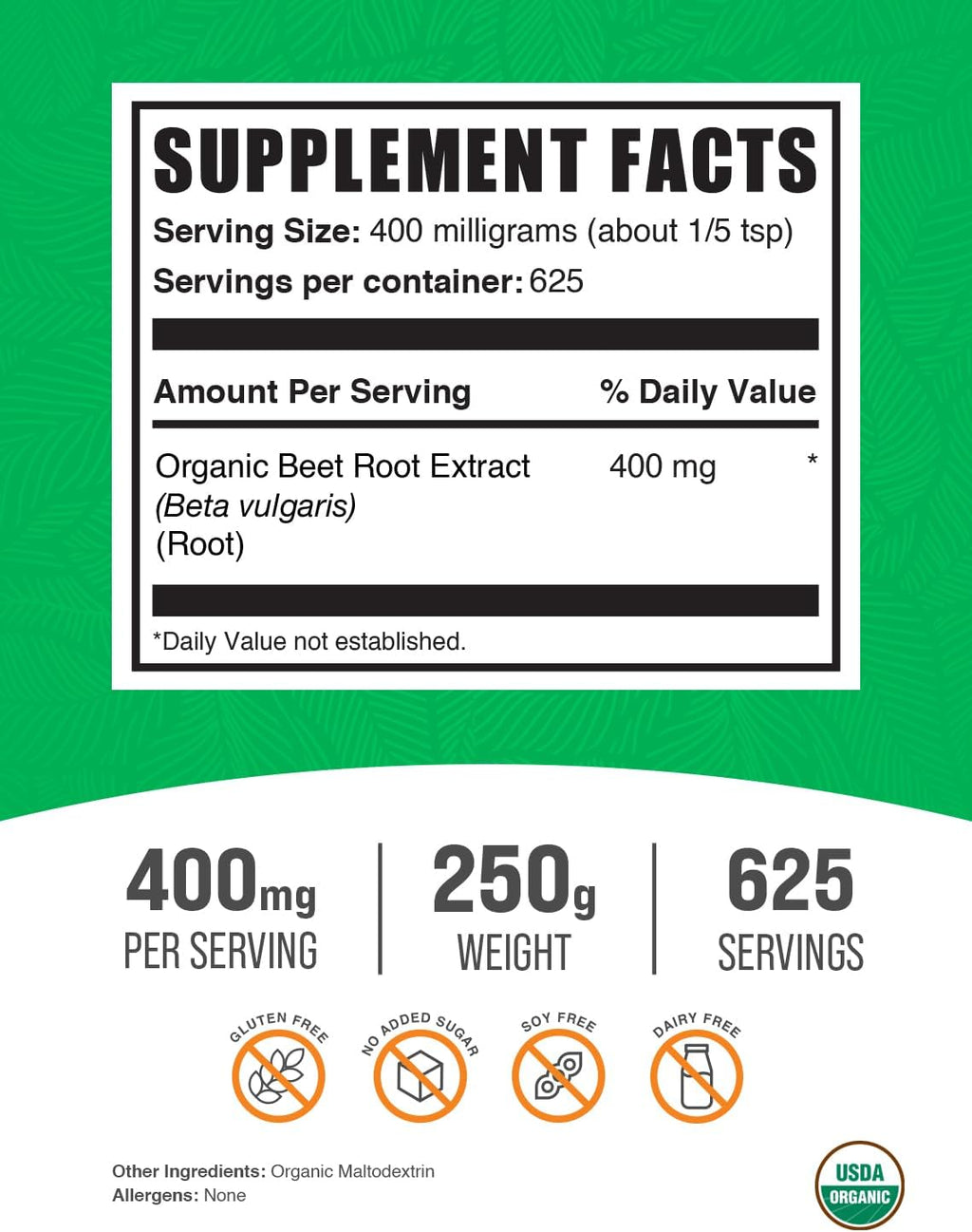 BulkSupplements.com Organic Beet Root Extract Powder - Organic Beet Root Powder, Superfood Supplement - Vegan & Gluten Free, 400mg per Serving, 250g (8.8 oz) (Pack of 1)