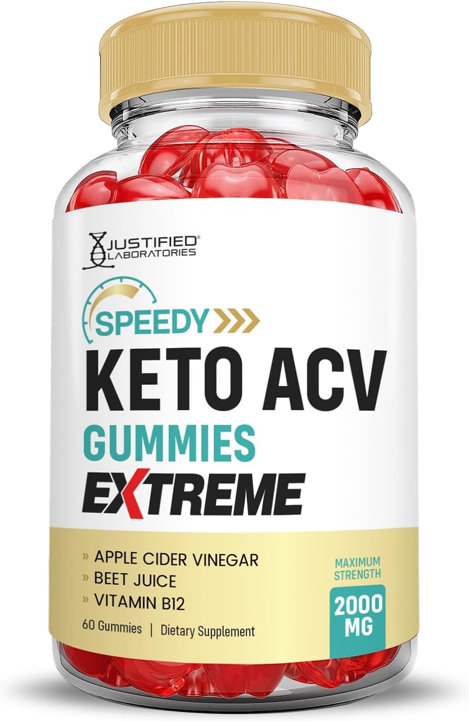 Justified Laboratories (5 Pack Speedy Keto ACV Gummies Extreme 2000MG Speedy Keto Gummies Advanced Formula Apple Cider Vinegar with Pomegranate Beet Juice Powder B12 Vegan Non GMO 300 Gummys