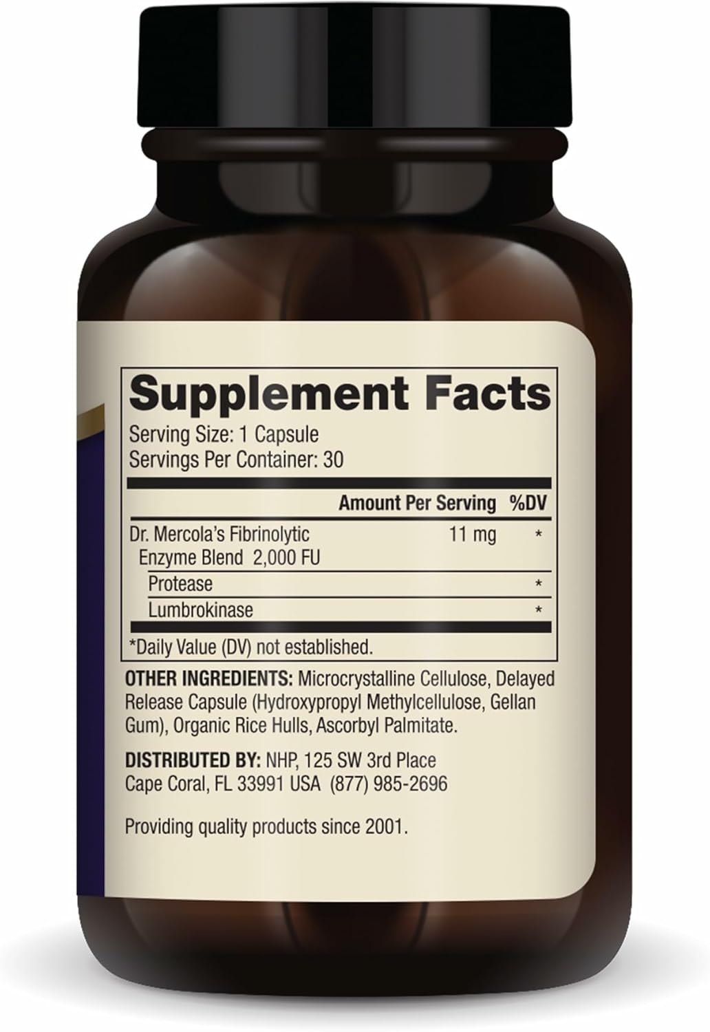 Dr. Mercola Lumbrokinase Enzymes - Delayed Release Formula - Dietary Supplement for Cardiovascular & Energy Support - Non-GMO, Gluten-Free & Soy-Free - 30 Capsules (30 Servings)