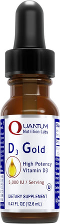 QNL D3 Gold - Vitamin D Liquid Drops - Bone Strength Supplement - Offers Cardiovascular & Immune Support - Premium Health & Wellness Product - 0.43 fl oz