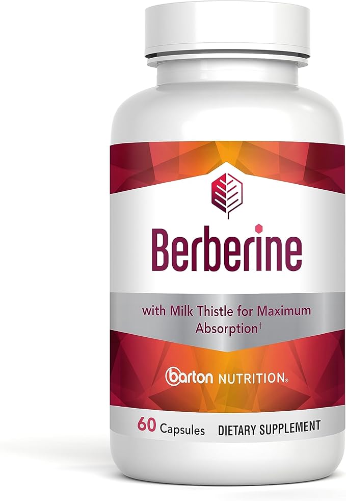 Berberine HCL 800mg, 60 Capsules - Plus with Milk Thistle for Optimal Absorption - Supports Metabolism and cadiovascular Health