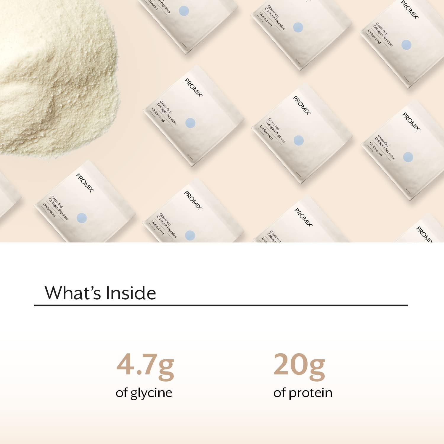 Promix Hydrolyzed Collagen Peptides - Type 1 Grass Fed Collagen, 4.7g glycine, Type 3 bioactive peptides - Unflavored - 2.5 Pound (Pack of 2)